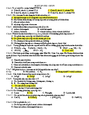 Bài tập Hóa học Lớp 10 - Chương Oxi - Ozon